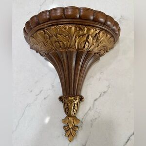 Vintage Syroco-Style Wall Pocket Sconce – Faux Wood Resin